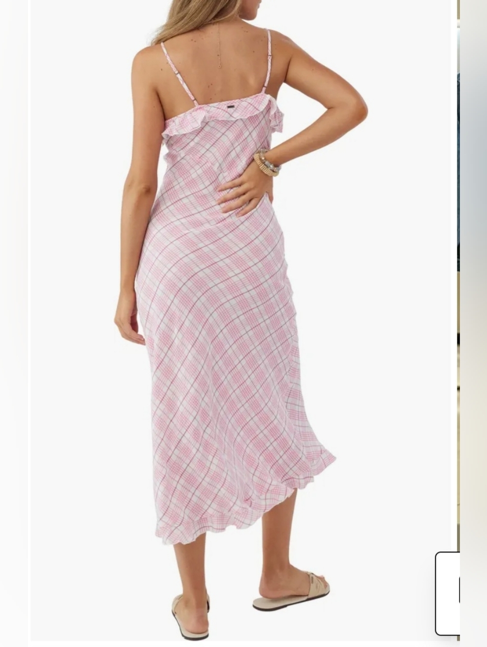O'Neill Pink Plaid Lightweight Slip Dress - Picture 2 of 8